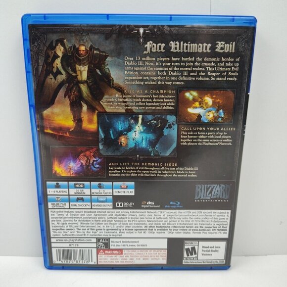 Diablo III: Ultimate Evil Edition (Playstation 4, 2014) PS4 Tested & Working - Picture 2 of 4